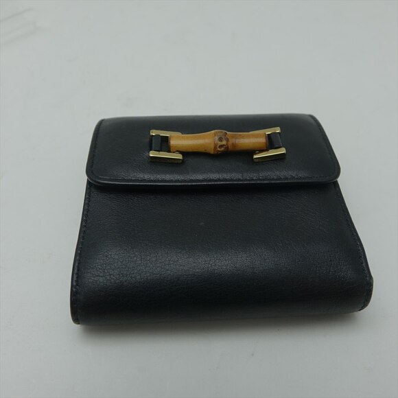 Gucci bifold wallet bamboo black leather - Picture 5 of 7